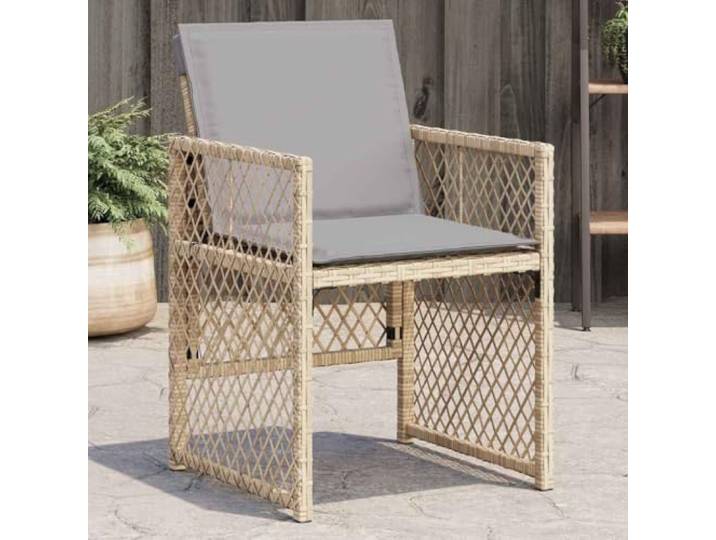 ZQQLVOO 4er Set Gartenstühle mit Kissen, Poly Rattan Sessel mit Klappbarer PE Rattan Geflecht, abnehmbarer waschbarer Bezug, pulverbeschichteter Stahlrahmen, klappbar, für Terrasse und Balkon