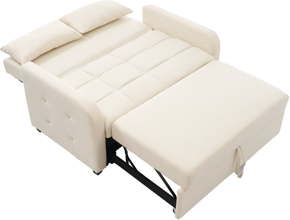 Merax Multifunctionele opklapbare slaapbank met verstelbare rugleuning - Beige - 180 x 127 cm