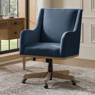 HULALA HOME Julia Farmhouse Solid Wood Office Chair with Adjustable Height and Curved Armrests
