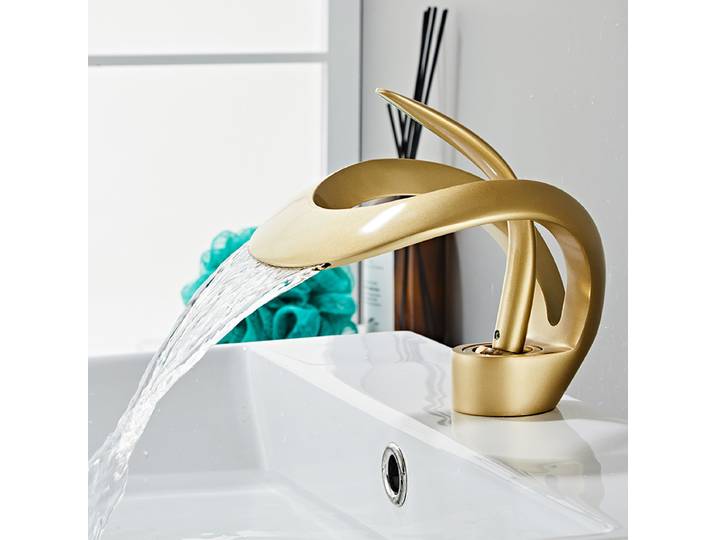 Robinet de lavabo de salle de bains doré/blanc, robinet de salle de bains noir en laiton, mitigeur d'évier gris créatif, robinet de lavabo cascade chaude et froide