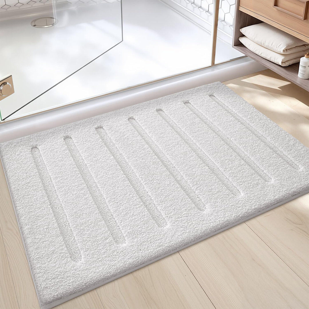 East Urban Home Non-Slip Bath Rug White 61cm W x 110cm L