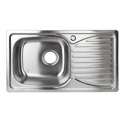 Stabilo Sanitär Einbauspülbecken Chrom eckig 78 cm Edelstahl mit großem Ablaufloch