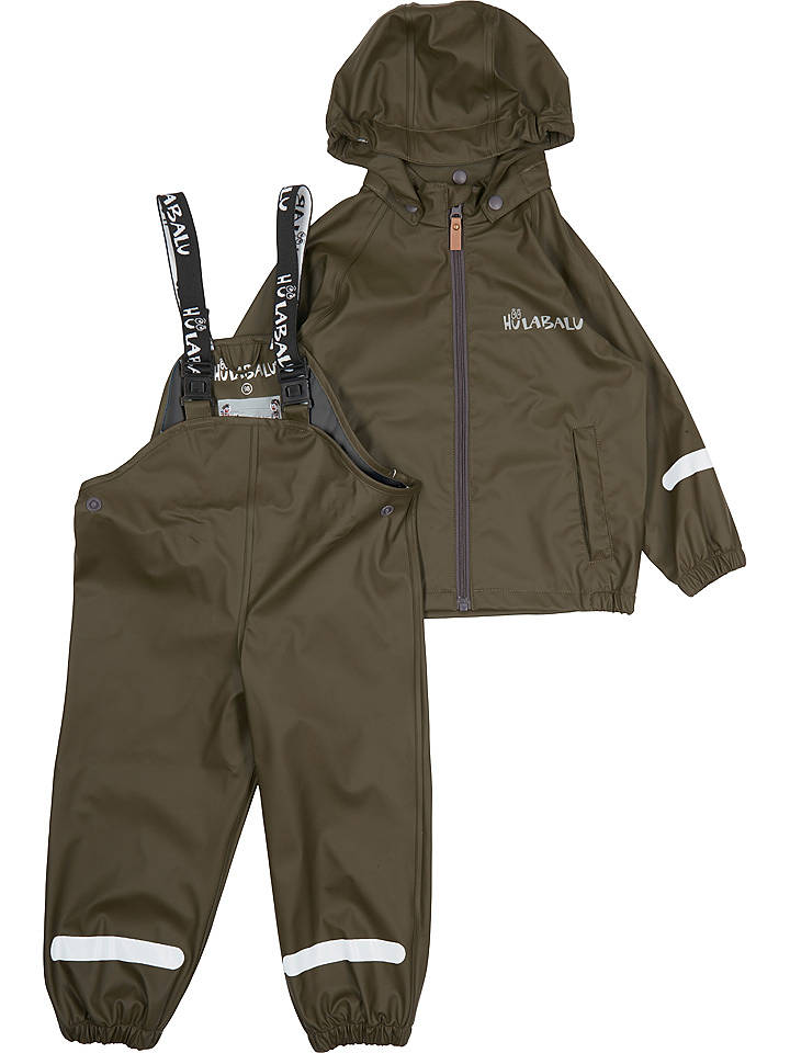 HULABALU 2tlg. Regenoutfit "Pixy" in Khaki - 128