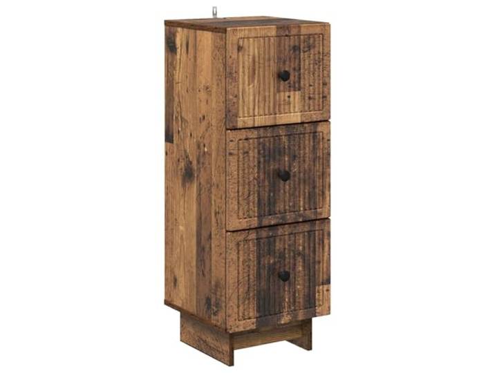 QINXIXINAIXI Schubladenschrank Altholz 33 x 34,5 x 90 cm Holzwerkstoff Vintage-Look, rechteckige Form, Metallknopfgriffe, Holzkonstruktion, Wandbefestigung, feuchtes Tuch