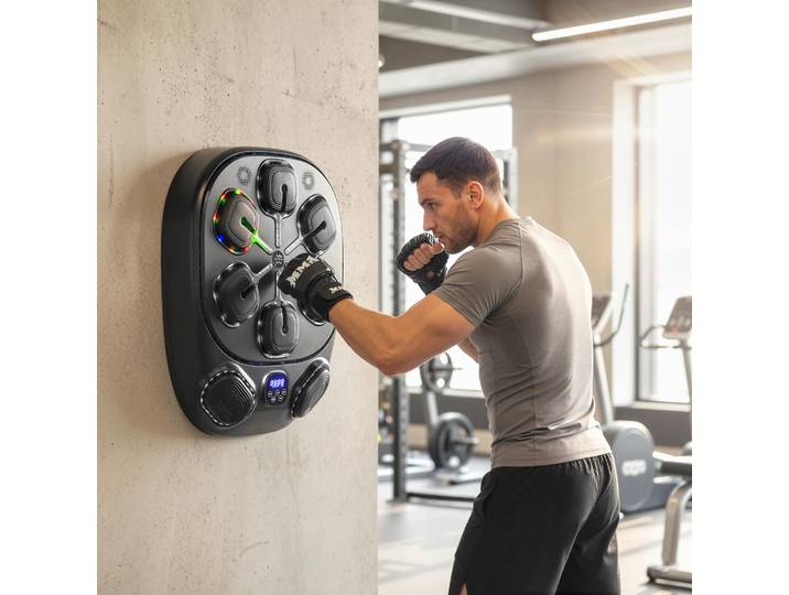 SPORTNOW Machine Boxe Murale LED Bluetooth Noir 61x48x11 cm