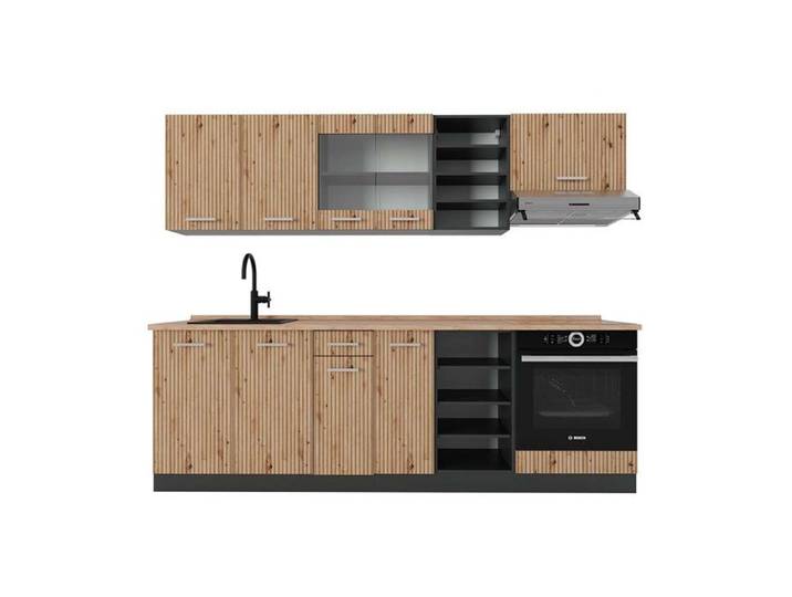 Cuisine R-Line 240cm PT Chêne Chêne Artisan/Anthracite Vicco 48964