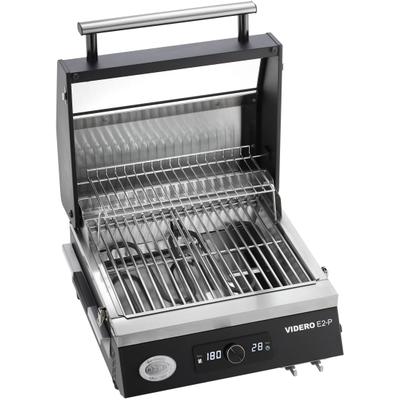 Elektrogrill RÖSLE "BBQ-Portable Videro E2-P", schwarz, B:47,5cm H:35cm T:49,5cm, Kontaktgrill_Standgrill_Tischgrill_Teppanyakigrill, tragbar, Variable Temperatursteuerung, Betrachtungsfenster