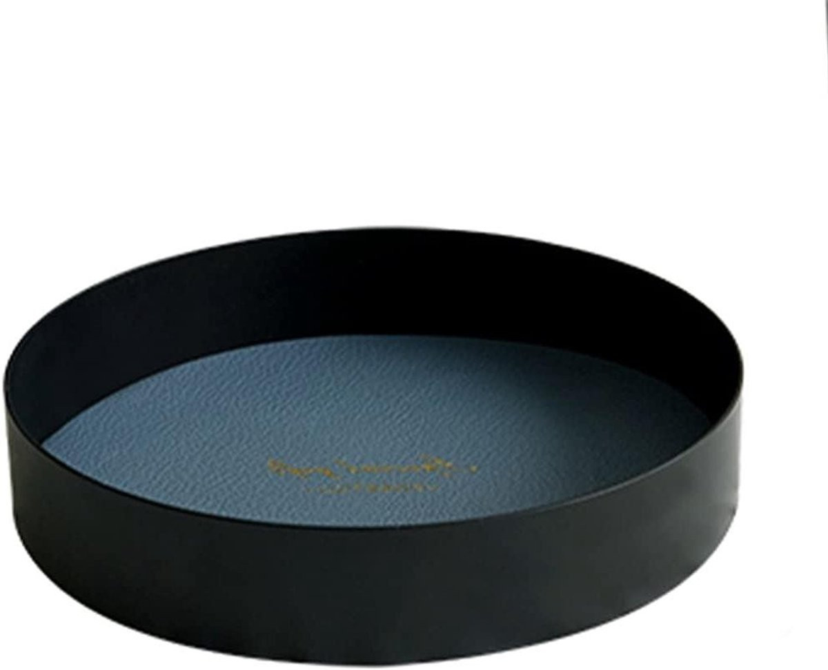 Blauwe Ronde Opbergdoos Valet Tray voor Bureau Organisatie en Reiskoffers - 10 x 10 x 10 cm