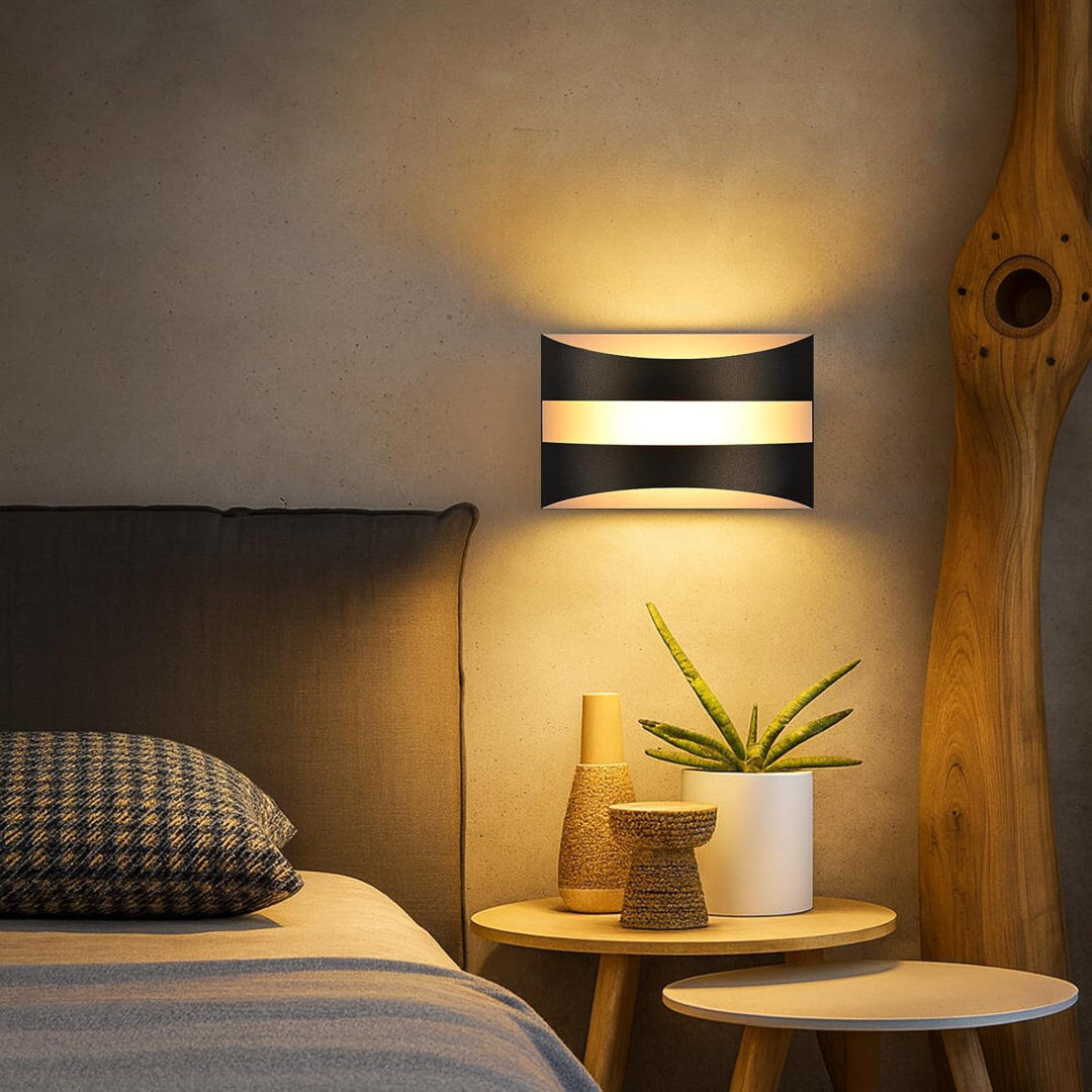Metro LED Flush Mounted Sconce Black 8cm H X 13cm W X 21cm D