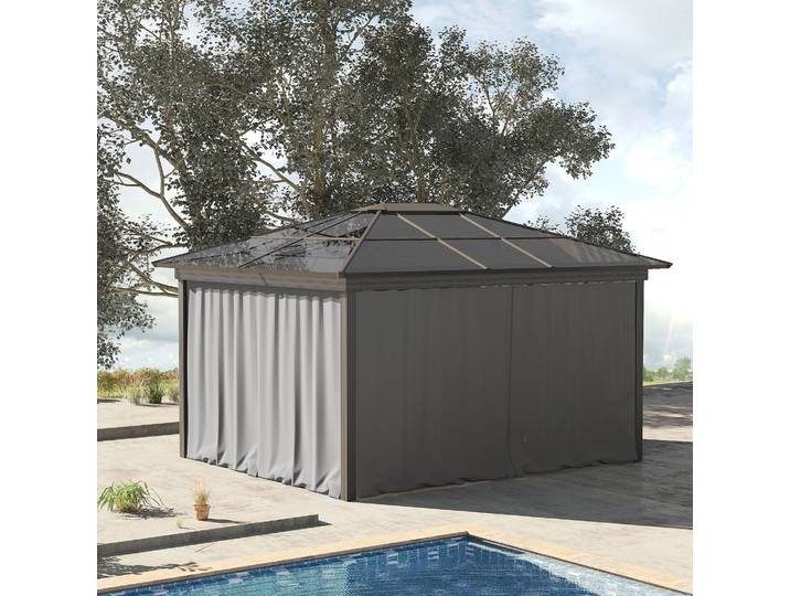 Outsunny Rideaux Tente 3x3m 4-Pack Gris Clair