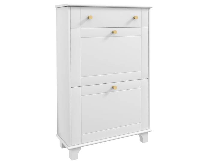 Meuble chaussure entrée étroit avec tiroirs blanc