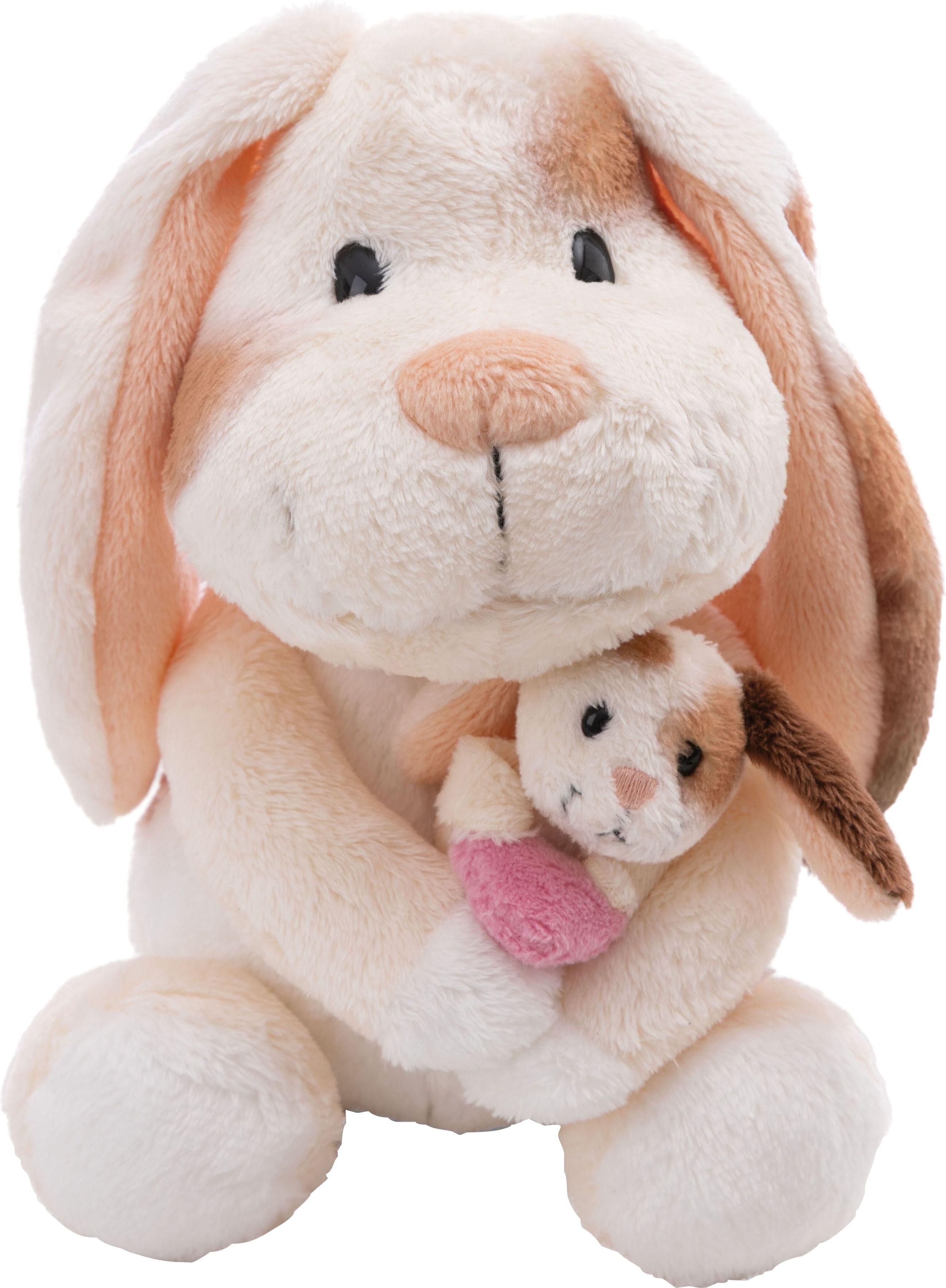 Kuscheltier NICI "Little & Me, 20 cm mit Kind 6 cm", beige (hase, beige), Plüschfiguren, KinderH:20cm, Kuscheltier, 2in1: Kuscheltier Mama mit Kuscheltier Baby, H:20cm