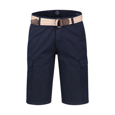 Bermudas LERROS "Herren Cargo Bermudashorts mit Seitentaschen und Gürtel", Herren, Gr. 30, blau (classic navy), 100% Baumwolle, Hosen Bermudas, Bequem geschnittene Bermuda für den Sommer, Einfarbig, 100% Baumwolle