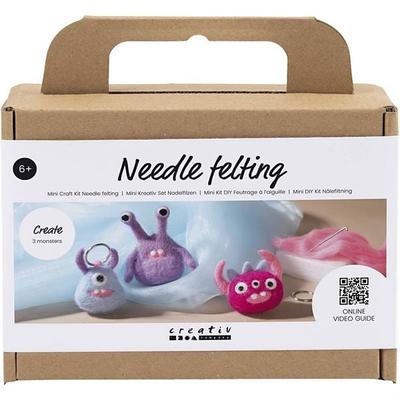 Creativ Company DIY Sets Filz & Fleece Mini Kreativ Set Nadelfilzen, Sortierte Farben, Monster, Kreativ Box