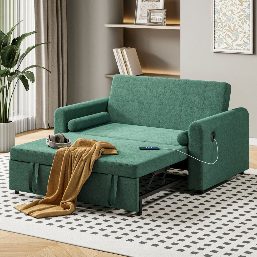 17 Stories 2 Seater Reclining Sofa Bed Green