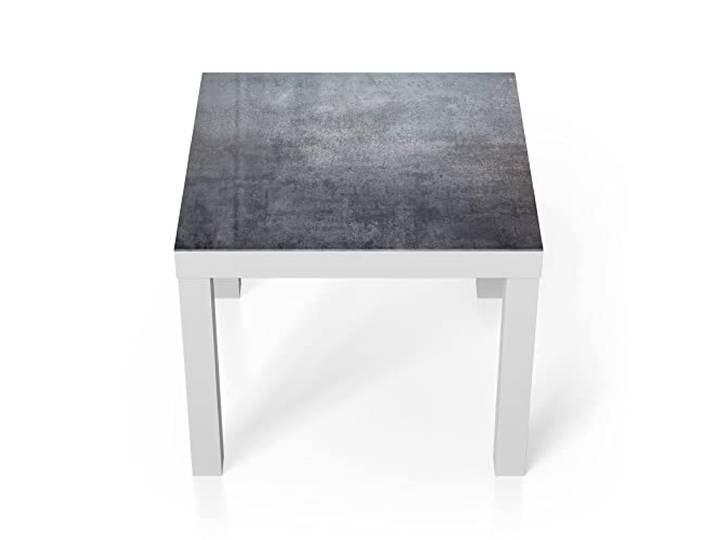 DEQORI Glastisch weiß klein 55x55 cm Motiv Raue Metalloberfläche ausgefallener Beistelltisch aus Glas Hochglanz Couchtisch fürs Wohnzimmer moderner Couch Tisch mit Design