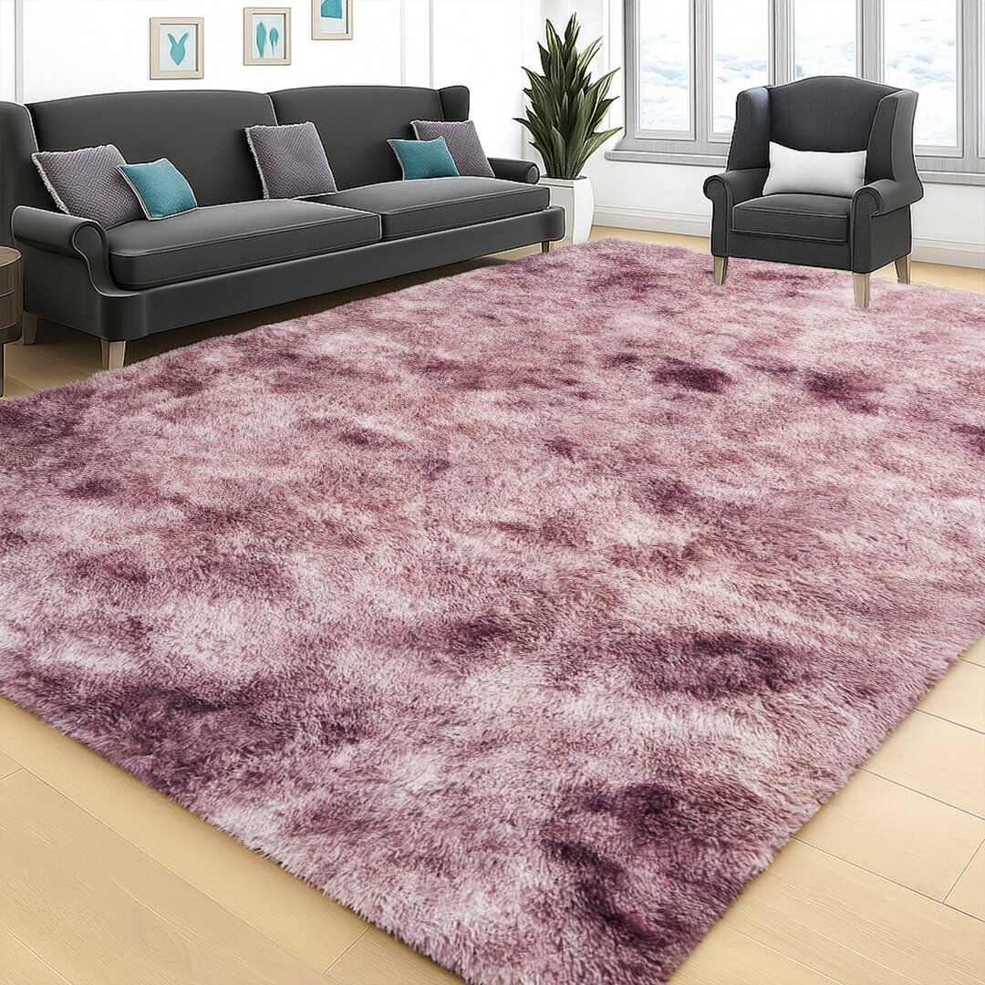 Metro Non-Slip Soft Shaggy Purple-Shade Rug Tye Dye Pink Runner 80 x 300 cm