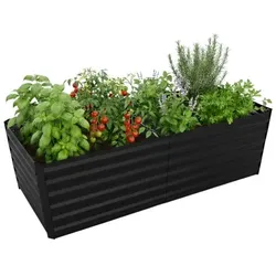 Relaxdays Hochbeet aus Metall 57x180x90 cm Schwarz