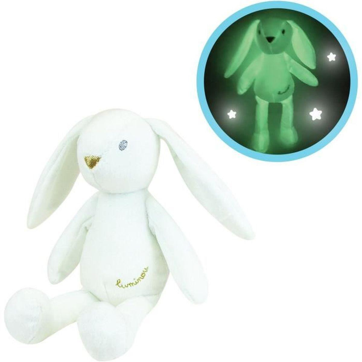 Jemini White Rabbit Natural Luminous Plush Toy, Wit, 20 cm