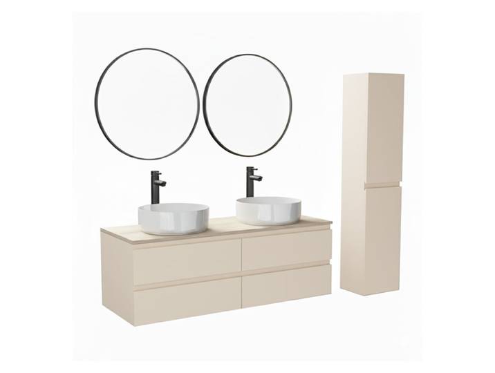Ensemble meuble double vasque suspendu avec colonne 120cm