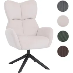 Loungesessel HWC-Q54, Cocktail-/Polster-/Relaxsessel Sessel Loungestuhl, drehbar Metall Cord (320g/m2) ~ creme