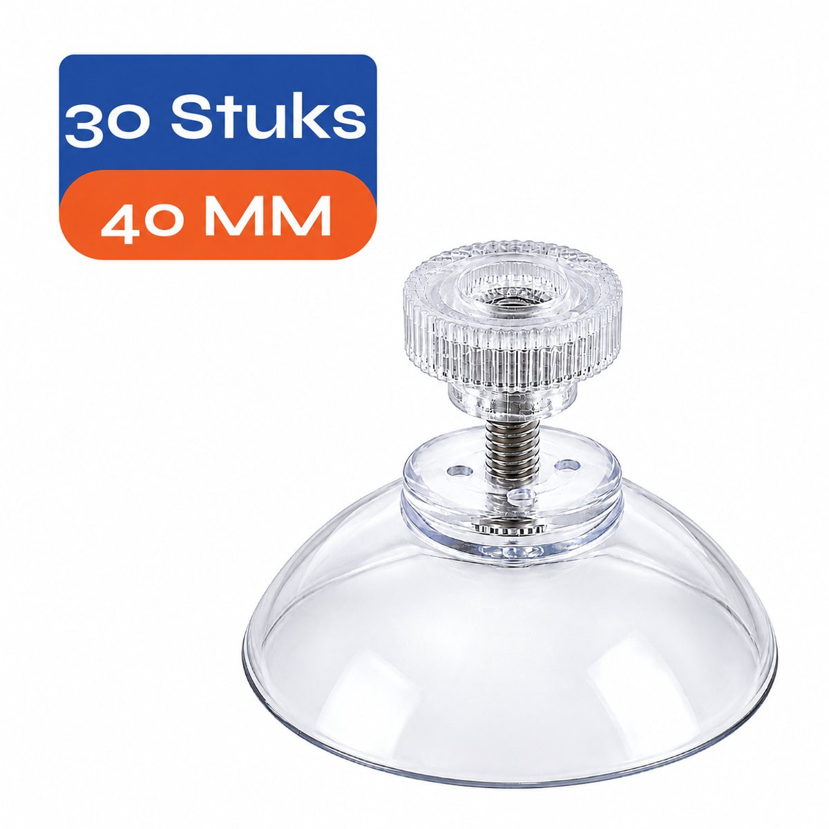 HeyParts 30 stuks Zuignappen met schroefdraad 40mm M4x10mm - Transparant - voor Zonwering