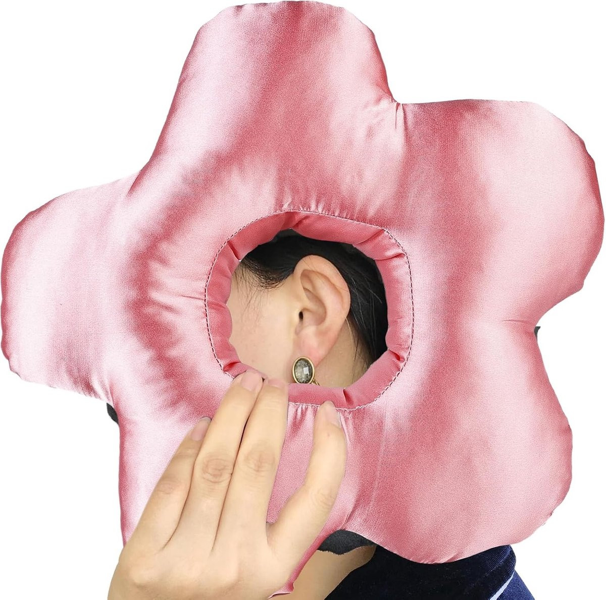 Roze Donut Kussen voor Zijdelings Slapen en Verlichting van Oorpijn