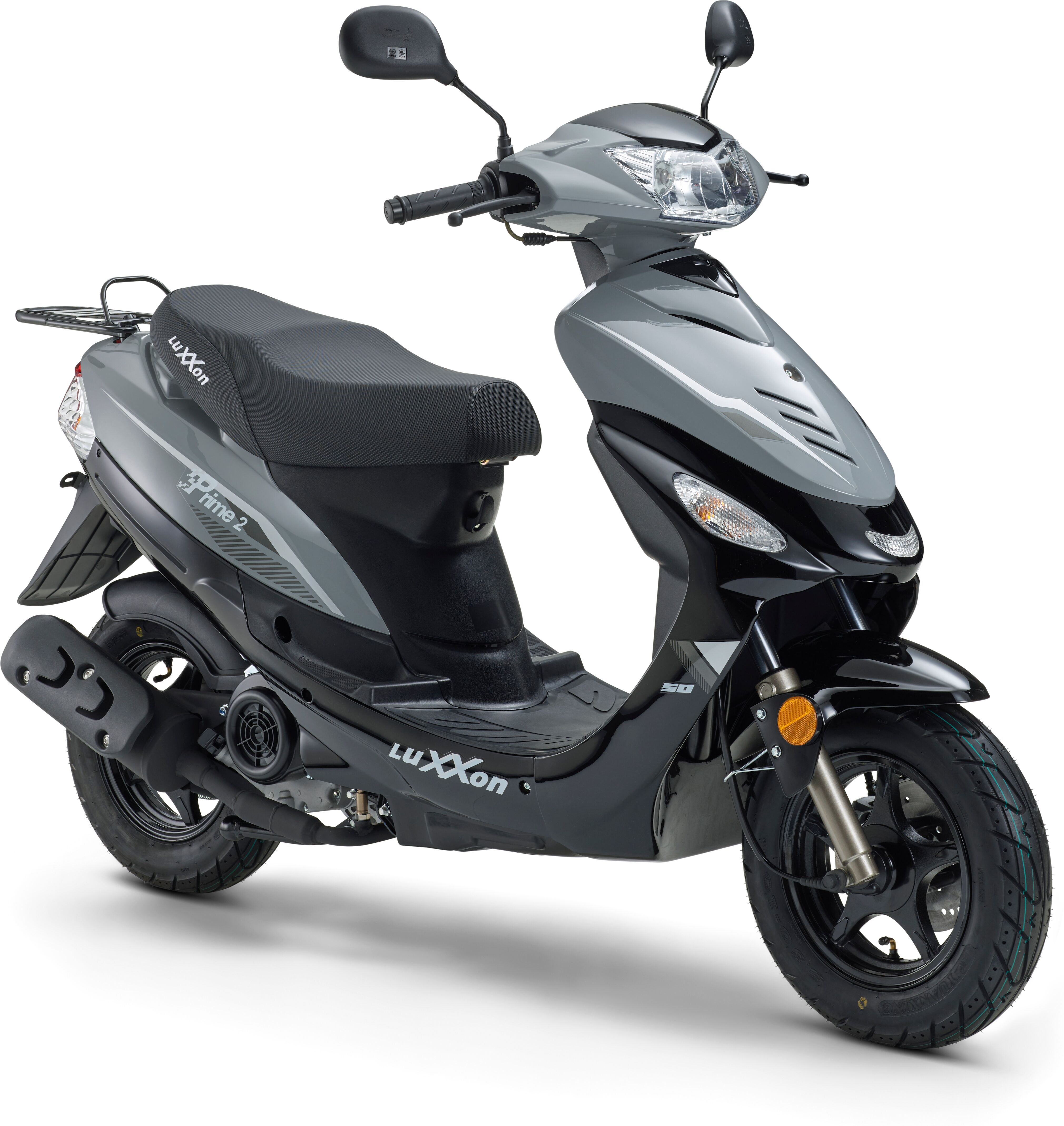 Motorroller LUXXON "LuXXon Prime 2", grau (grau, schwarz), Motorroller, 45 km/h, 10 Zoll, Automatik, Benzinbetrieben, 1 Zylinder, 4-Takt, Roller, B:65,5cm H:110cm L:175cm