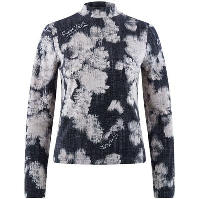 Langarmshirt SPORTALM KITZBÜHEL, Damen, Gr. 42, mehrfarbig gemustert, Rippware, Obermaterial: 95% Viskose, 5% Elasthan, gemustert, mehrfarbig, körpernah taillenbedeckt, Rundhals, eingesetzt gerader Abschluss, Shirts Langarmshirt, mit Blumendruck
