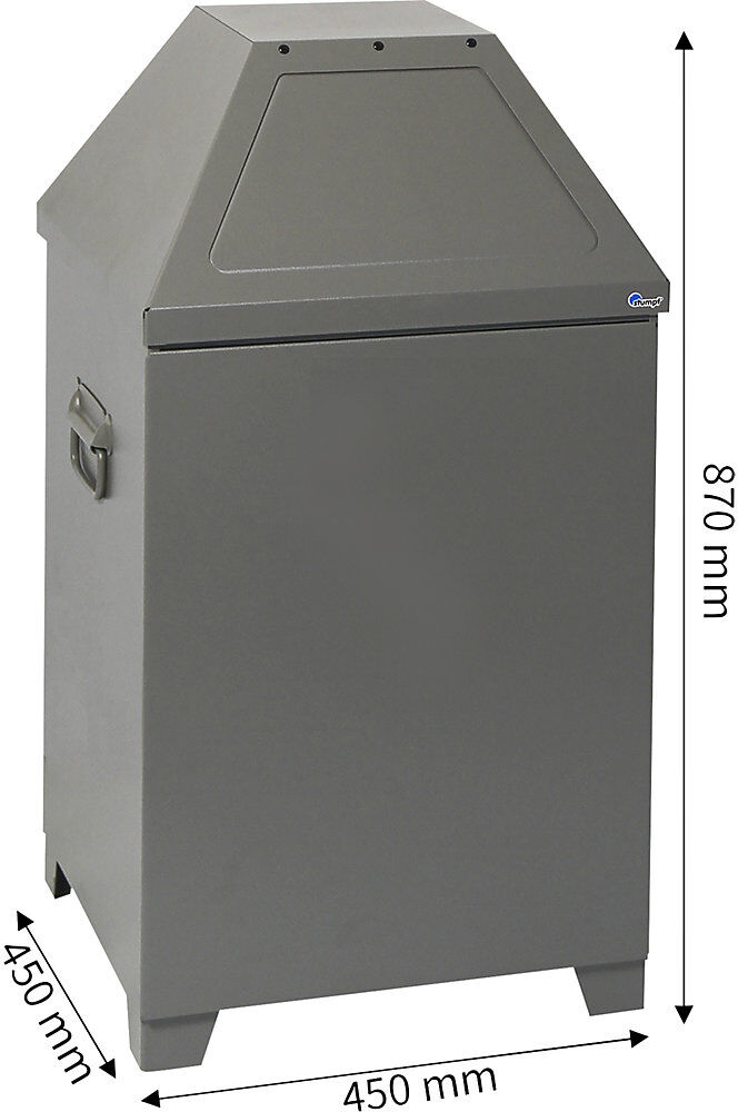 kaiserkraft Abfallbehälter, 80 l, feuerhemmend, Oberteil abnehmbar, graualuminium