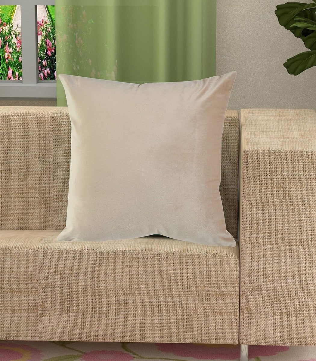 Zachte Fluweel Kussenhoes 40x40 cm - Beige Sierkussenhoes met Verborgen Rits