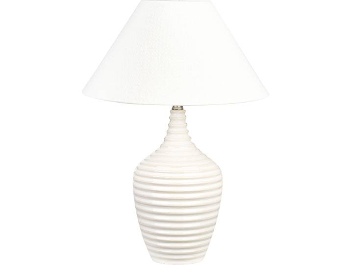 BELIANI Tischlampe Beige Keramiksockel Stoffschirm Raumbeleuchtung Nachttischlampe