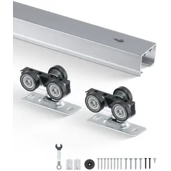 VEVOR Schiebetür-Beschlagschienensatz Schiebetürsystem 1441 mm Beschlagsatz für 610–762 mm breite Einzeltüren, reibungslos und einfach zu installieren Schiebetürbeschlag 100 kg belastbar