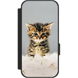 Nivocase Klapphülle für Google Pixel 10a Handyhülle aus Kunst Leder NIVOflip schwarz Feder Haustier Katze (Google Pixel 10a), Smartphone Hülle, Schwarz
