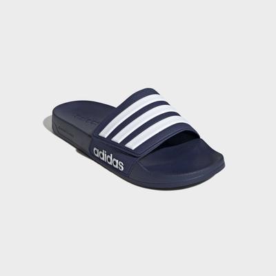 Badesandale ADIDAS SPORTSWEAR "ADILETTE SHOWER BADESCHLAPPEN", Damen, Gr. 42, blau (dunkelblau, ftwr weiß, dunkelblau), Synthetik, Schuhe, Badelatschen