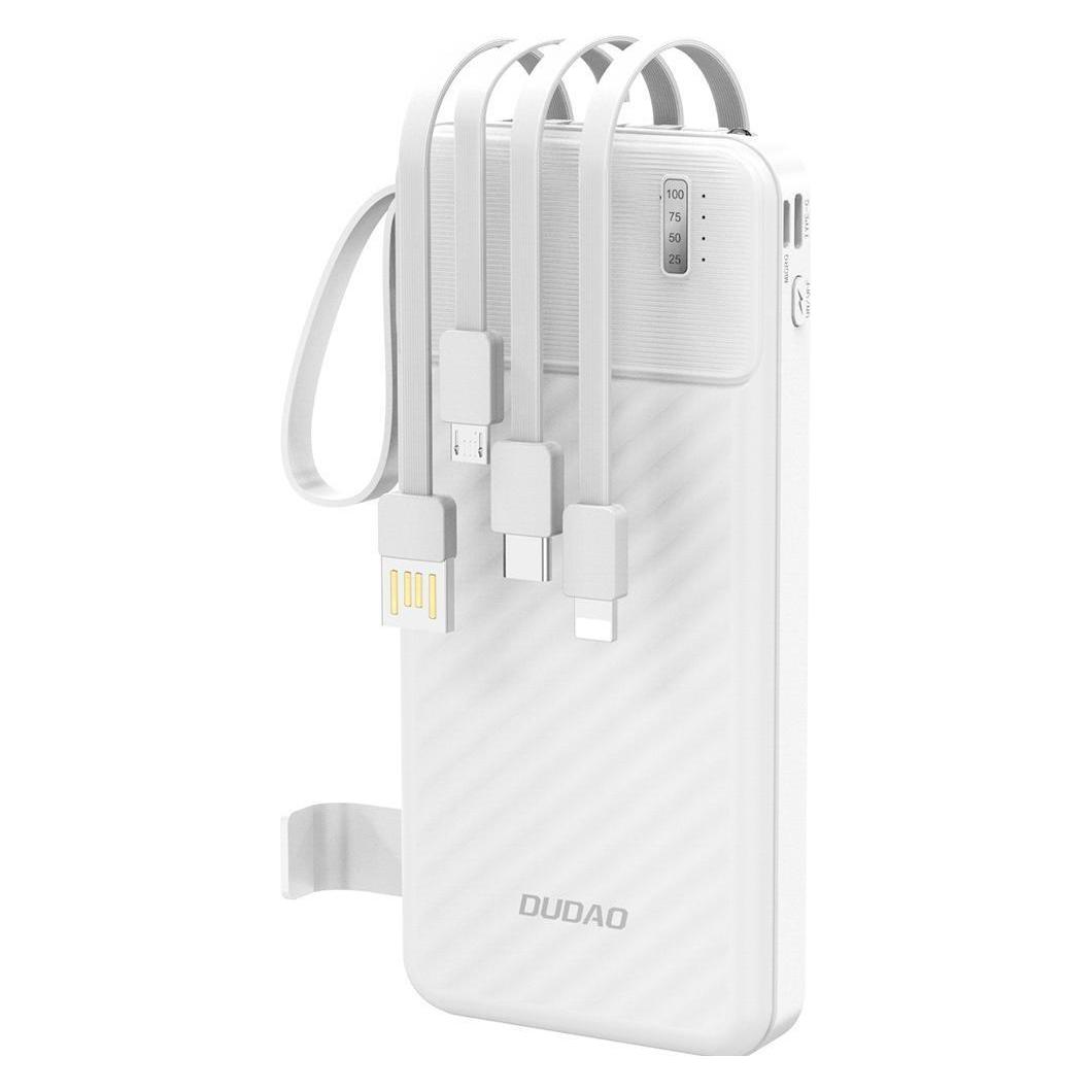 Dudao K11 10000mAh Powerbank mit integrierten Kabeln - Weiss (10000 mAh, 10 W) (6977196681860)