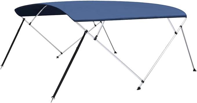 4-Bow Bimini Top Marineblau 243x(230-244)x137 cm, UV- und wasserfestes 100% Polyester Dach mit PolyurethanBeschichtung, Aluminiumrahmen, für Bootsfahrten und Freizeit auf dem Wasser