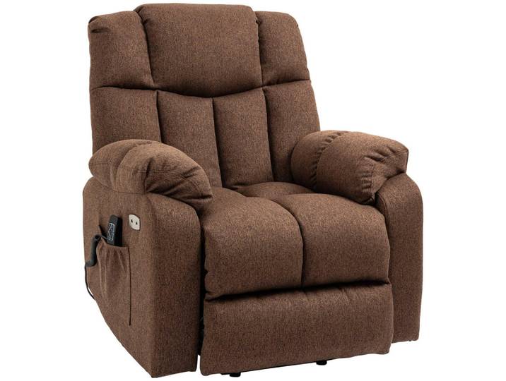 Homcom Elektrischer Aufstehsessel Liegestuhl mit Fernbedienung Netzkabel 58W Braun, Kunststoff, 95x107x92 cm, Wohnzimmer, Sessel, Polstersessel