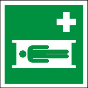 Abtec Hinweisschild ISO 7010 E013, Kunststoff, 20 x 20 cm, Rettungszeichen, Krankentrage