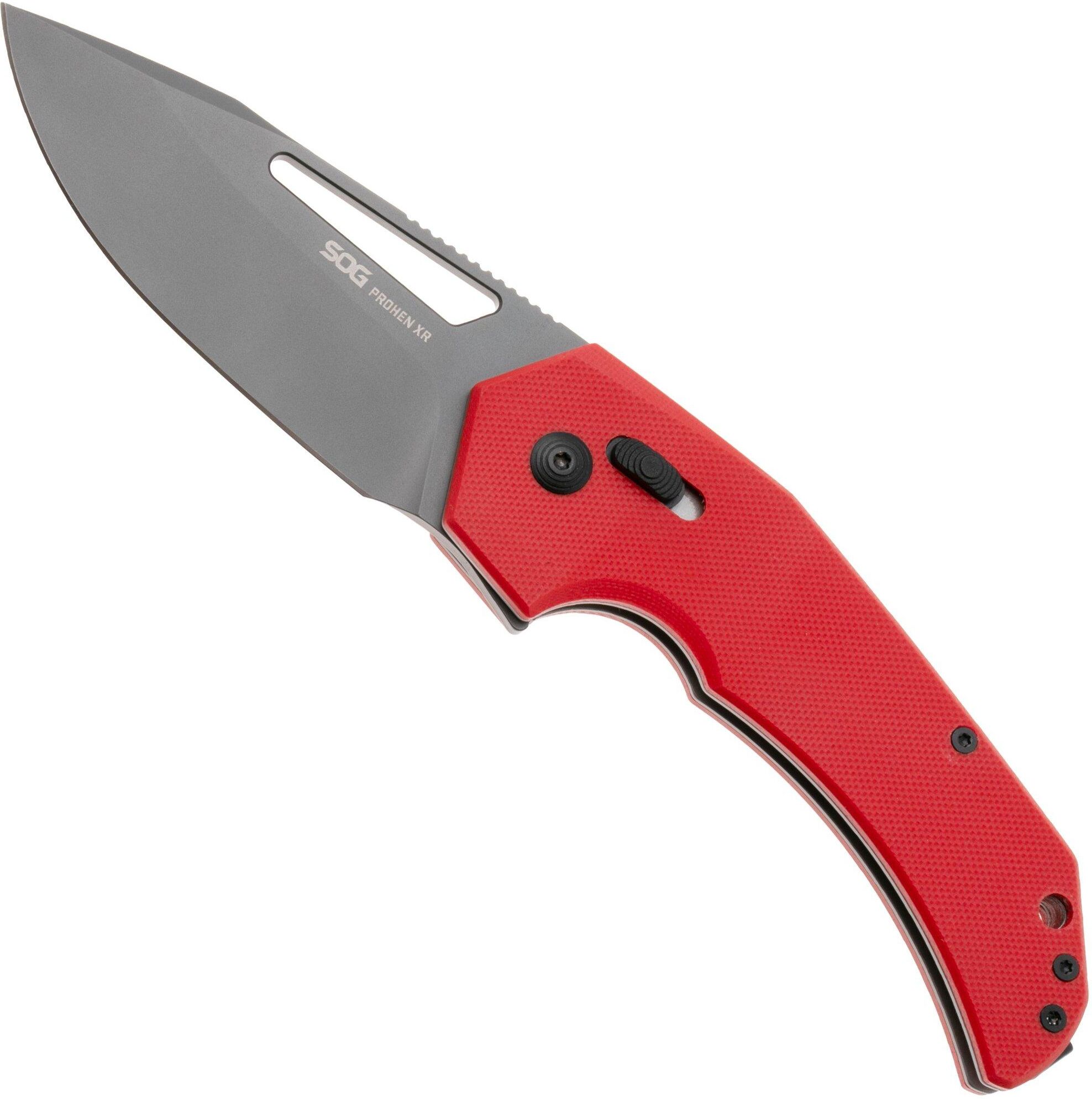 SOG Prohen XR 12-25-02-57, Grey PVD D2, Red G10 coltello da tasca, Mikkel Willumsen design