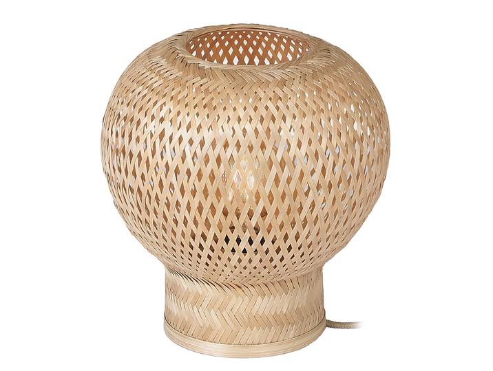 Tischleuchte 25 x 27 x 25cm Beige/Hellbraun Eisen, eloxiert Bambus E27