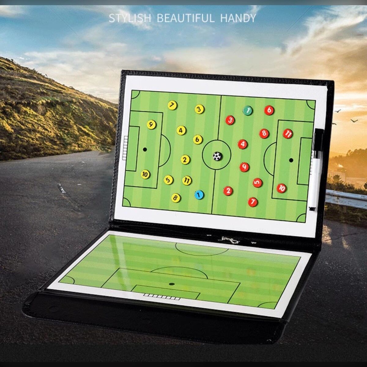 INF Planche tactique de football pliable deux volets - planche magnétique PVC avec feutre à base d'eau, réutilisable et