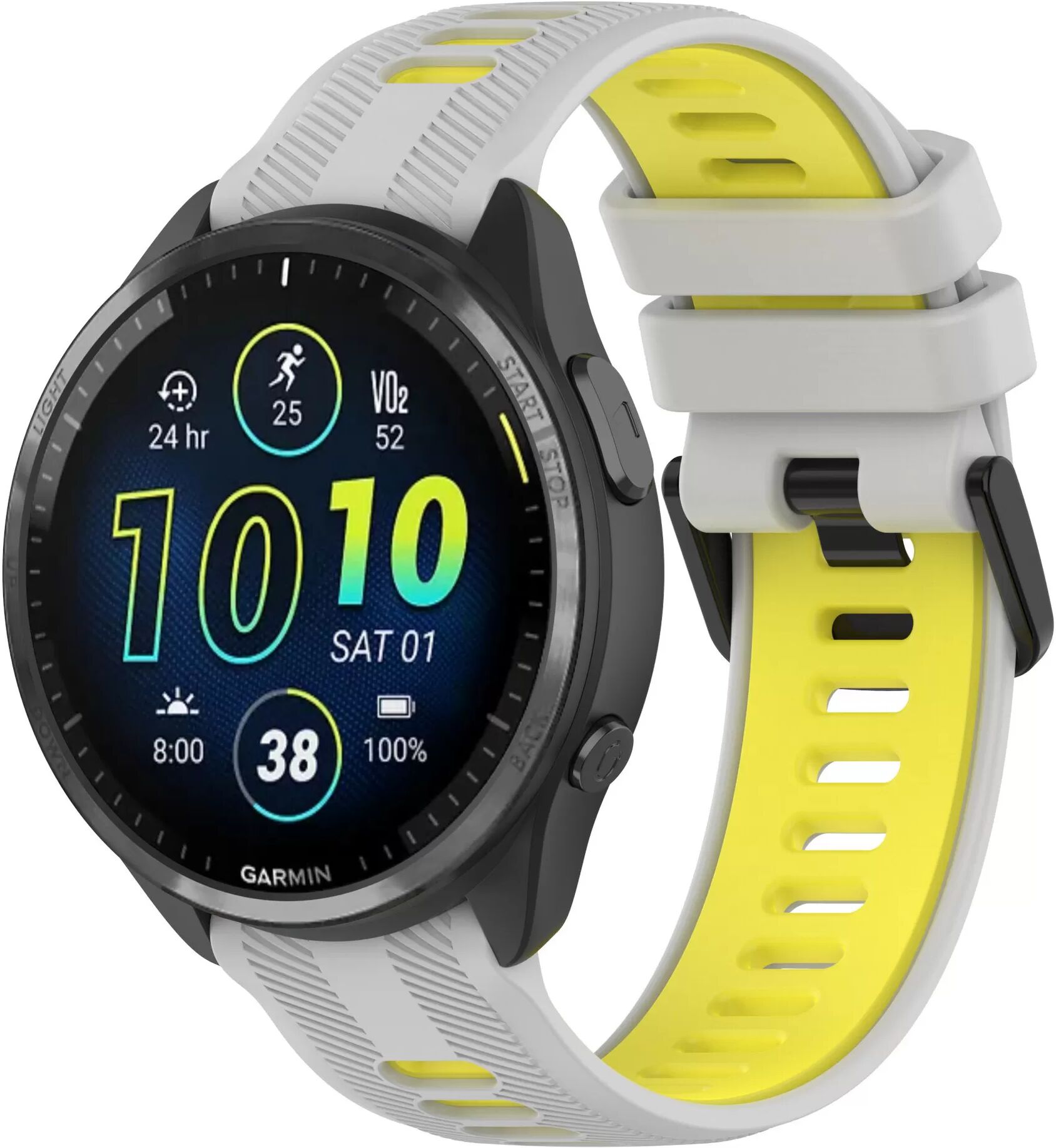 INF Grau Gelbes Silikon Uhrenarmband für Garmin Forerunner 965