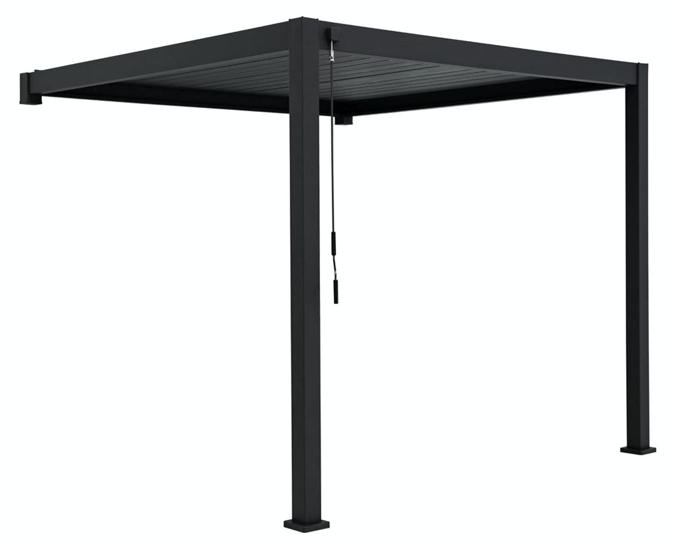 Gartenpavillon - 3 x 4 Meter, Wandmontage - Aluminiumrahmen - Dunkelgrau