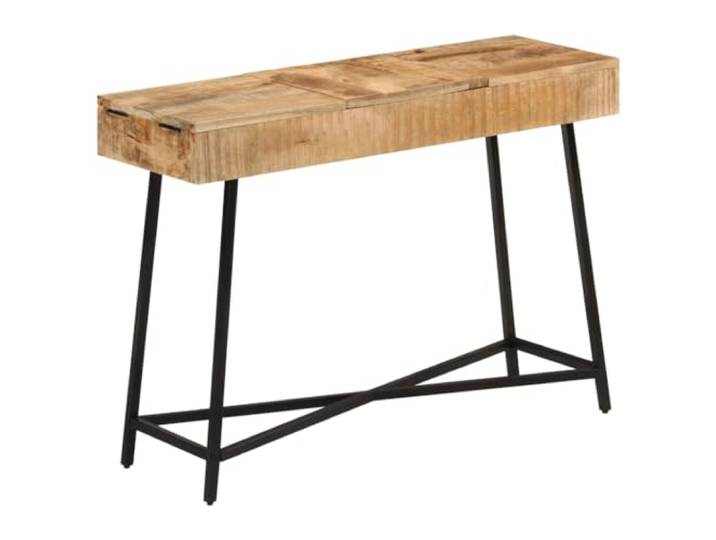 Xhnifbn Schminktisch 105x35x75 cm Massivholz Mangoholz Eisenbeine Eleganter Frisiertisch mit Stauraum für das Schlafzimmer, Unikat aus Echtholz mit schwarzem Metallgestell.