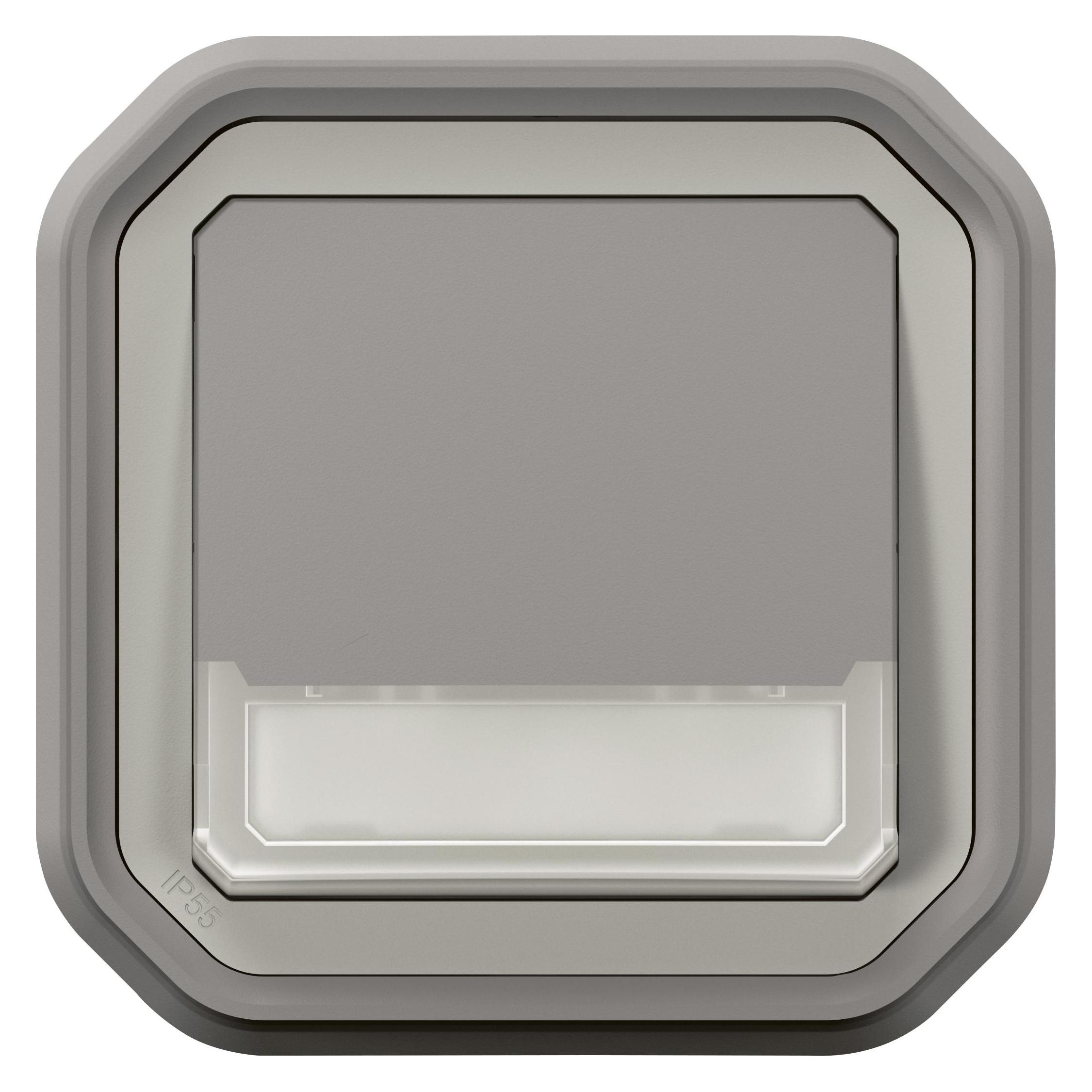Legrand Plexo New Feuchtraum-Umschalt-Drucktaster, beleuchtet, mit Beschriftungshalter (069824L)