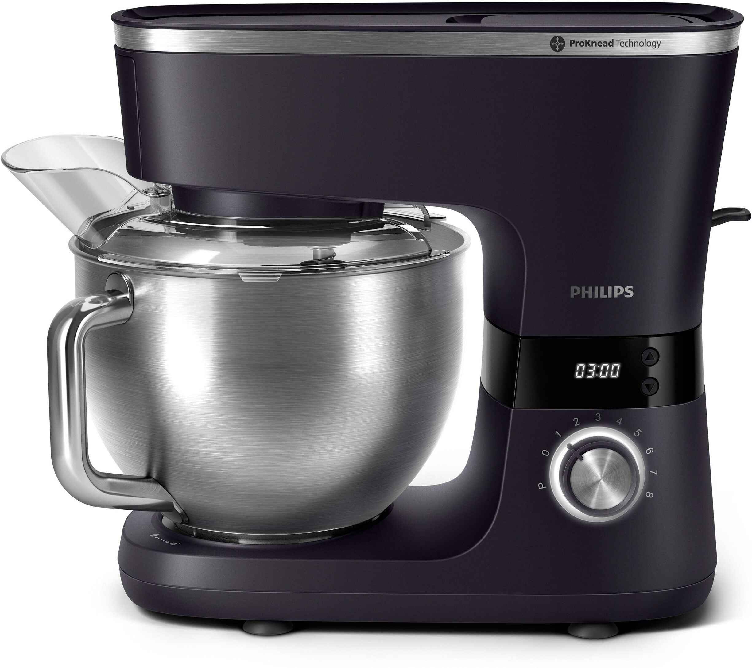 Philips Küchenmaschine "HR7962/01", schwarz, B:36cm H:34,5cm T:17,6cm, Küchenmaschinen, ProKnead Technologie, inkl. Knethaken, Schneebesen und Quirl, Küchenmaschine