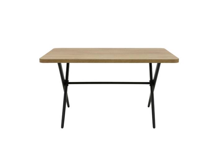 P & B Esstisch, Schwarz, Eiche Artisan, Metall, Holzoptik, rechteckig, Rundrohr, X-Form, 76x90x140 cm, Esszimmer, Tische, Esstische