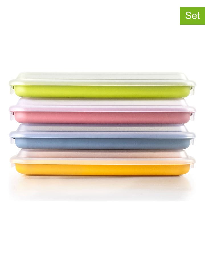Ibili 4er-Set: Frischhaltedosen in Bunt - (B)24 x (H)5 x (T)14 cm - onesize