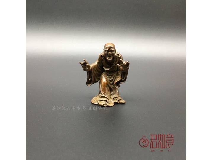 Dix-huit joyeux Bronze petit ornement en laiton massif Mini Arhat décoration de bureau Statue de bouddha
